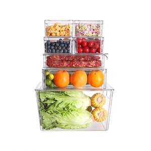 Vente en gros de lot de 10 conteneurs empilables pour réfrigérateur et cuisine en plastique pour le rangement des légumes et des aliments - Product Image 4