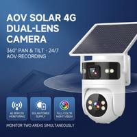 Cámara de Seguridad Solar 4G con Video Continuo AOV, Grabación 24/7, 6MP, Doble Lente, Doble Pantalla, PTZ, Cámara CCTV para Exteriores