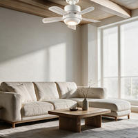 Ventilador de Techo Moderno Blanco ODM/OEM con Luz LED Cálida de 5 Aspas, Montaje Empotrado Tipo Cuenco, Doble Tamaño D400 D520 para Dormitorio