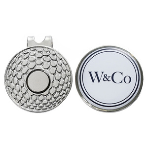 Marqueur de balle de golf magnétique argenté avec clip pour chapeau, en alliage de zinc métallique, personnalisable avec logo de marque commerciale, clips magnétiques pour marqueurs de balle de golf pour chapeau - Product Image 2