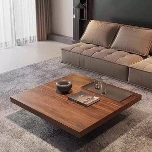 Tavolino da Caffè Moderno Minimalista Quadrato <span class=keywords><strong>in</strong></span> Noce, Design Fluttuante Minimalista Italiano Wabi-Sabi <span class=keywords><strong>in</strong></span> <span class=keywords><strong>Legno</strong></span> <span class=keywords><strong>Massello</strong></span> per Soggiorno - Product Image 1