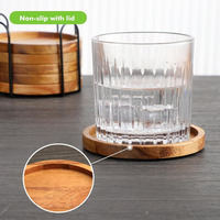 Ensemble de sous-verres ronds en bois d'acacia au design moderne fabriqués sur mesure avec support en métal salle à manger maison thé vin café table de cuisine bol tapis de vaisselle