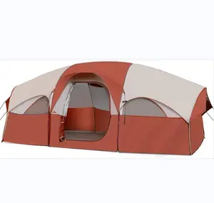 Woqi Large camping tent 8-14person people waterproof double layer 2 living rooms and 1 hall family tents outdoor rainproof ten