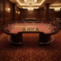 Table de casino de luxe Bby pour jeux de hasard, table ovale professionnelle moderne personnalisée, en fer et bois massif, avec pieds en bois massif, table de Texas Hold'em