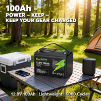 Baterai LiFePO4 12.8V 12V 100Ah Deep Cycle Pengganti untuk Aki Timbal Asam Surya RV Kelautan