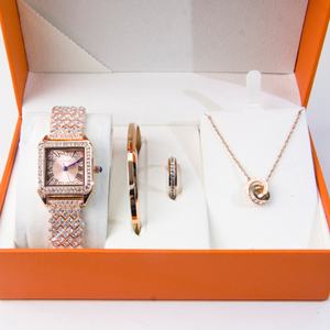 Nouvelle montre tendance de marque de luxe, coffret cadeau de bijoux, montre en alliage à quartz, bracelet, cadran en verre, aiguille, montre pour femme - Product Image 3