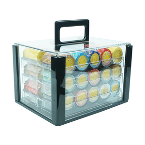 Bán buôn sòng bạc ept Poker Chip set gốm 600 cái Set pha lê hộp Acrylic đen chim Trường hợp với 6 cái Poker khay - Product Image 6