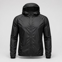 Coupe-vent de course personnalisé ultra-léger et compressible en nylon 20D 120g, imperméable, avec capuche à visière, ouverture dorsale et éléments réfléchissants