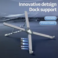 Stands Laptop Mini Portabel Lipat yang Dapat Disesuaikan dengan Hub USB 5-Port untuk Penggunaan Tablet PC Desktop