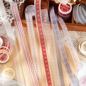 3 rouleaux de ruban PET en peluche, série de rubans tissés, dentelle faite à la main, matériel de décoration pour carnet, matériel de collage, autocollant réutilisable - Product Image 4