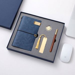 Custom Logo Office Supplies Gift Stationery Business Ledger With USB Drive Pen Leather Brass Notebook A5 <b>Journal</b> Gift Set - Product Image 4