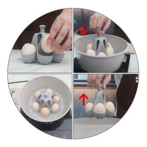 <span class=keywords><strong>Cuiseur</strong></span> à œufs en silicone 4/6 emplacements, support de cuisson vapeur pour œufs à la coque ou mollets parfaits, sans BPA, pour la cuisine - Product Image 4