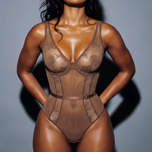 sexy brown lingerie Brown Silk Lingerie Set L main image 0