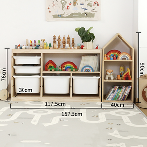 Mobili per camera dei bambini giocattoli per bambini armadi di stoccaggio per bambini libreria giocattolo organizer scaffale libro armadietto in legno scatola di immagazzinaggio in plastica - Product Image 1