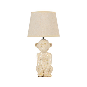 Lampe de table beige pour la décoration intérieure, abat-jour en lin, lampe de table en céramique faite à la main, lumière chaude - Product Image 6