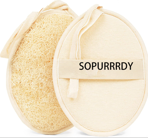 Custom Logo Label All Natural Exfoliator Dual Sided Loofah <b>Bath</b> <b>Shower</b> Sponge <b>Set</b> 100% Plant Based Dye Biodegradable - Product Image 3