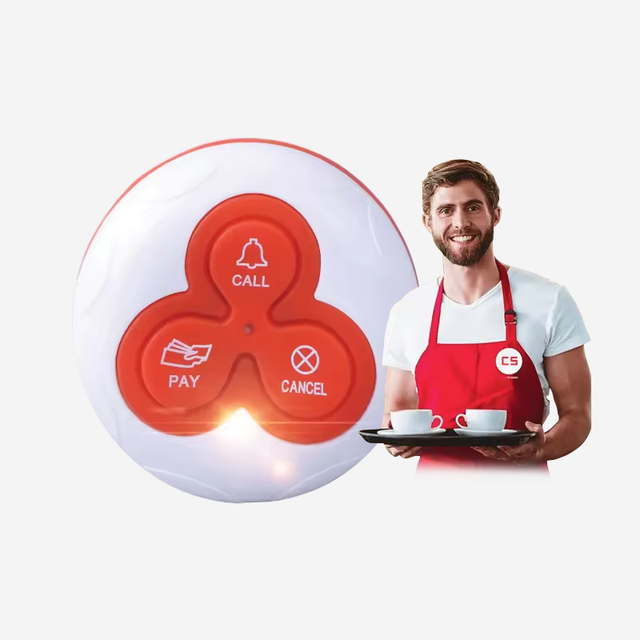 Cafe Hospital Clinic Supplies Wireless Waiter Call System 200m Range Waterproof ABS Case Table Caller Service Call Button