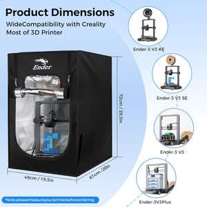 Ender 3D <b>Printer</b> Enclosure Aluminum Black 28.35 X 28.35 X 18.93 Inch Fireproof Dustproof <b>for</b> Creality Ender <b>Printers</b> - Product Image 2