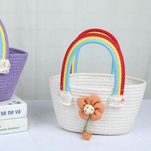 New Cotton Rope <b>Storage</b> <b>Basket</b> Wholesale Decorative Handheld Gift Small Flower Tote Bag Fashionable - Product Image 2