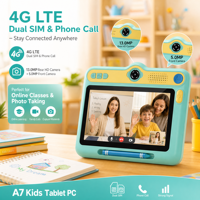 Tablette Android pour enfants 7 pouces MTK6797 dix cœurs 4G LTE double SIM 3/4 Go 32/64 Go avec appareil photo 13 MP – Idéale pour l'apprentissage des enfants (vente en gros)