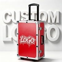 Chariot en aluminium rouge personnalisable, échantillon roulant, valise de transport avec poignée télescopique, mousse EVA rembourrée, support OEM facile à transporter