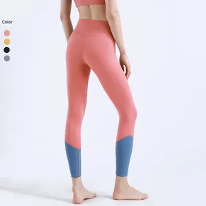 Nuevo estilo Contraste Color Pantalones elásticos altos Cintura alta Fitness Gimnasio Yoga Leggings para mujer