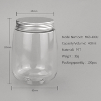 Pot en plastique transparent de qualité alimentaire PET de 400 ml avec couvercle en aluminium facile à ouvrir pour le lait, les aliments en conserve, les jus, les boissons, les bonbons et les boissons froides