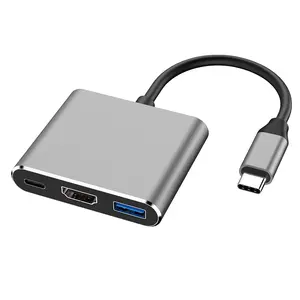 Adaptador Tipo-c a HDTV 3 en 1 Convertidor HDMI de 3,1 a 4K Convertidor USB 3,0 PD HUBS para computadoras portátiles MacBook