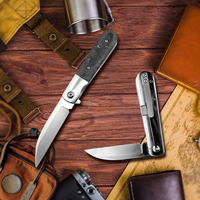 Couteau pliant de qualité industrielle D2Steel, personnalisable, OEM, avec lame à pointe tombante et manche en fibre de carbone, pour le camping et la chasse