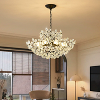 Lustre suspendu moderne en cristal noir en forme de fleur pour hôtel, idéal pour salon - Vente en gros