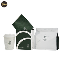 Kit d'emballage de boîtes de sacs de café à fond plat en papier kraft en plastique personnalisé 250g 500g avec LOGO de marque