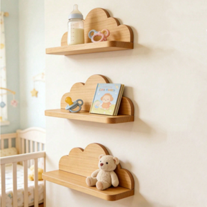 Ensemble de 3 étagères murales flottantes en forme de nuage en bois, étagère pour livres de chambre d'enfant, à fixer au mur, pour la chambre des enfants - Product Image 4