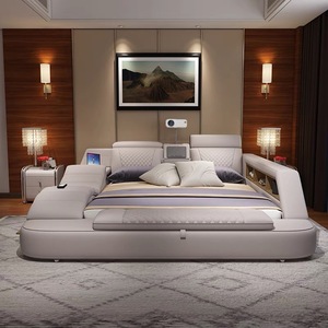 Proyector de piel auténtica de alta calidad de China, camas Tatami con cabezal de masaje, reproductor de música - Product Image 3