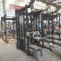 Equipo de gimnasio comercial Cable multifuncional Crossover Power Rack Smith Machine con Banco ajustable