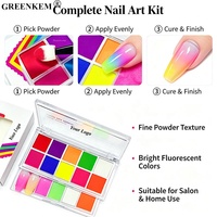Ensemble de 10 poudres pigmentées fluorescentes pour ongles, couleurs unies, effet dégradé néon, poudre pigmentée pour ongles à la lumière UV