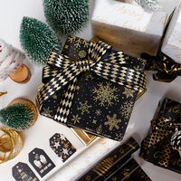 Rouleau de papier d'emballage cadeau en papier kraft couché estampé à chaud pour Noël, vente en gros d'usine, 43x300cm, en pâte mixte avec feuille métallisée
