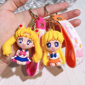 LLavero de luz de silicona de dibujos animados de Sailor Moon, colgante de bolsa de pareja y llavero de coche de felpa de conejito de Luna, llaveros de goma - Product Image 4