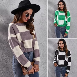 <span class=keywords><strong>OFF</strong></span> 20% ขายส่งฤดูใบไม้ร่วง Checkerboard ไหล่ยาวแขนสั้นหลวมลายสก๊อต Crop TOP แฟชั่นผู้หญิงเสื้อกันหนาว - Product Image 6