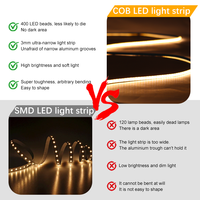 SXZM Cob LED Bande Lumineuse 3mm 400Leds/m Découpable Rouge Bleu Blanc Chaud 5V 12V 24V pour Voiture Rétro-Éclairage Maison Intérieur Paysage Éclairage