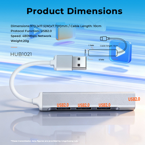 4-in-1 USB 2.0 허브 알루미늄 합금 쉘 5Gbps 속도 2-4 포트 다기능 도킹 스테이션 하드 드라이브 충전 변환기 - Product Image 3