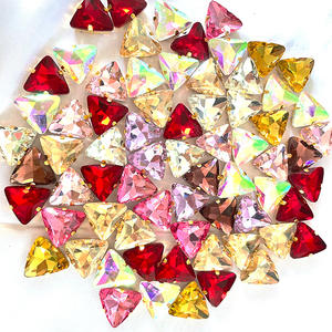 Diamantes de imitación para coser, Parte posterior plana, triángulo, cristal, garra, taladro, Color, cosido a mano, DIY, accesorios para zapatos de boda, 20 piezas - Product Image 3