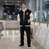 Veste d'hiver pour homme de style preppy avec logo personnalisé, manches de baseball chaudes, veste en tissu élégante avec logo pour homme