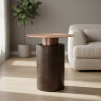 Tabouret de salon moderne en laiton et aluminium avec finition antique, hauteur réglable, ottoman