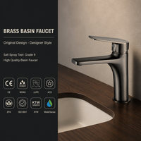 Robinet de lavabo en laiton Modèle 3266QH, monotrou, à poser sur le comptoir, gris anthracite, avec cartouche céramique classique, pour lavabo de salle de bain