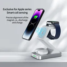 Custom Logo Magnetic Quick Charging 3 In 1 Wireless Charger Stand 15W Mobile Phone Wireless Charger