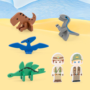 Ensemble de tuiles magnétiques Dinosaur <span class=keywords><strong>World</strong></span>, blocs de construction 3D DIY avec figurines d'explorateurs et de dinosaures - Product Image 5