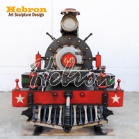Modèle de train à vapeur vintage en métal sur mesure pour événements extérieurs, centres commerciaux, bars, décoration steampunk, sculpture de train sur rail