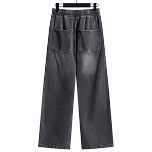 Pantalon en flanelle ample et ample à jambes larges pour hommes, jeans décontractés Denim taille moyenne style droit, design <span class=keywords><strong>de</strong></span> <span class=keywords><strong>rue</strong></span> haute - Product Image 2