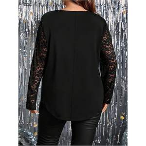 เสื้อผู้หญิงไซส์ใหญ่แบบสั่งทำพิเศษ ผ้าลูกไม้ คอวี แขนยาว เสื้อถักไหมพรม เสื้อเชิ้ตสำหรับฤดูใบไม้ร่วง - Product Image 2