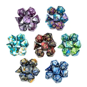Udixi定制标志颜色混合塑料多面体亚克力骰子，用于RPG板或纸牌游戏龙与龙骰子套装
